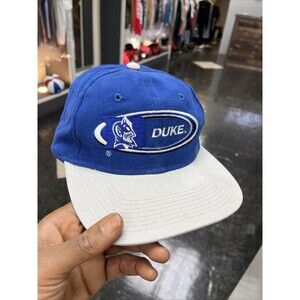 VINTAGE 1984 DUKE UNIVERESITY BLUE DEVIL HAT SNAPBACK BLUE & GRAY EMBROIDERED